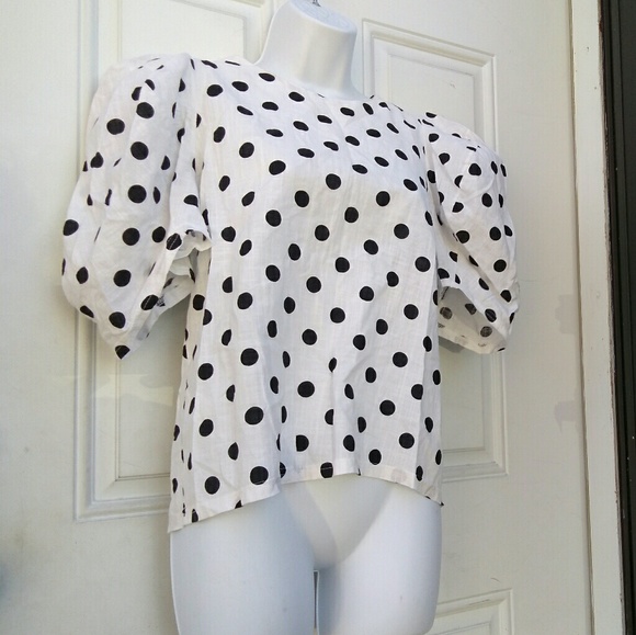 Pixie Market Roma Polkadot Balloon Sleeve Top - Picture 4 of 7